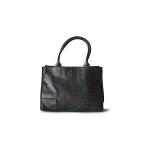 TORY BURCH Ella Bag Large Pebbled Black Tote Organizer